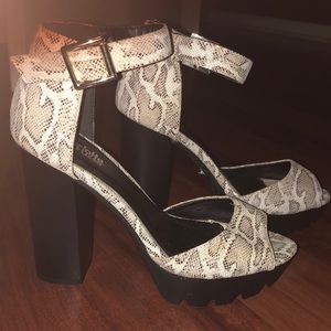 Charlotte Russe Snakeskin Print Platform Heels